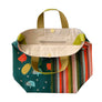 Fruits & Veggies + Stripes Shopper Tote with Mustard Yellow Leather Handles