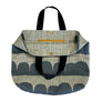 Navy Abstract & Lattice Gusset Tote in with Leather Handles