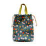 Kaoru Florals Cinched Bag with Leather Handles