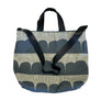 Navy Abstract & Lattice Gusset Tote in with Leather Handles