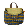 Retro Flowers Gusset Tote in Navy with Leather Handles