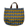 Retro Flowers Gusset Tote in Navy with Leather Handles