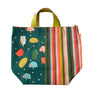 Fruits & Veggies + Stripes Shopper Tote with Mustard Yellow Leather Handles