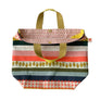 Stamps + Stripes Shopper Tote with Yellow Leather Handles