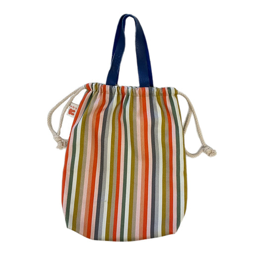 Kaoru Stripes Cinched Bag with Leather Handles