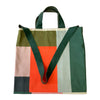 Color Block Simple Tote with Green Leather Handles