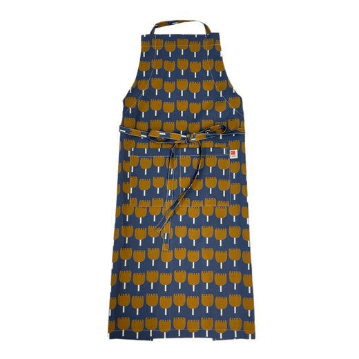 Retro Tulips Navy Adjustable Apron