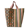 Kaleidoscope & Stripes Shopper Tote with Pink Leather Handles