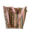 Kaleidoscope & Stripes Shopper Tote with Pink Leather Handles