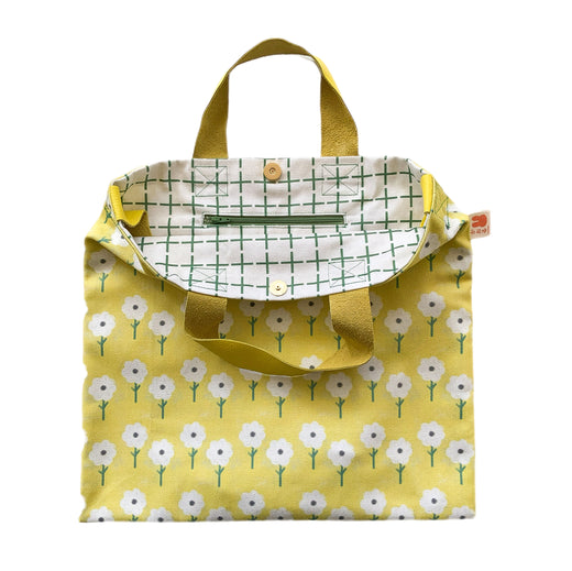 Sunshine Yellow Flowers Simple Tote with Leather Handles