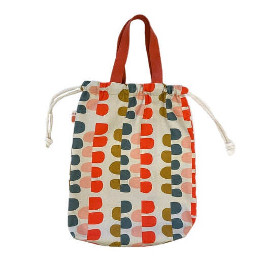 Summer Blanket Cinched Bag with Leather Handles