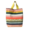 Stamps + Stripes Shopper Tote with Yellow Leather Handles