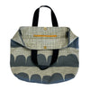 Navy Abstract & Lattice Gusset Tote in with Leather Handles