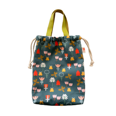 Kaoru Florals Cinched Bag with Leather Handles