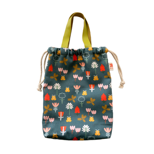 Kaoru Florals Cinched Bag with Leather Handles
