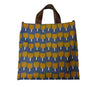 Retro Flowers Simple Tote in Navy with Leather Handles