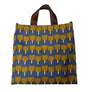 Retro Flowers Simple Tote in Navy with Leather Handles