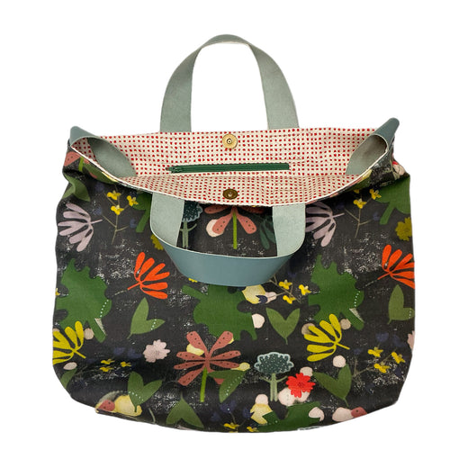 Enchanted Garden Gusset Bag with Leather Handles