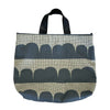Navy Abstract & Lattice Gusset Tote in with Leather Handles