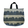 Navy Abstract & Lattice Gusset Tote in with Leather Handles