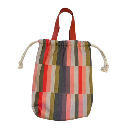 Groovy Checks Cinched Bag with Leather Handles