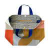 Bunny Abstract Shopper Tote with Blue Leather Handles