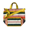 Stamps + Stripes Shopper Tote with Yellow Leather Handles